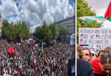 গাজায় গণহত্যা বন্ধের দাবিতে প্যারিসে সমাবেশ
